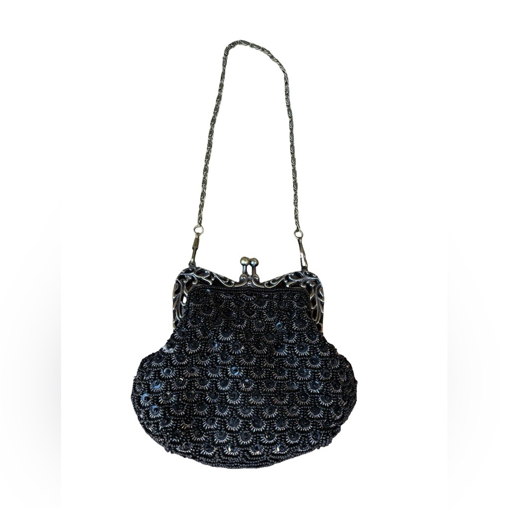 The Edwardian Revival Great Gatsby Style Black Fully Beaded Evening Bag